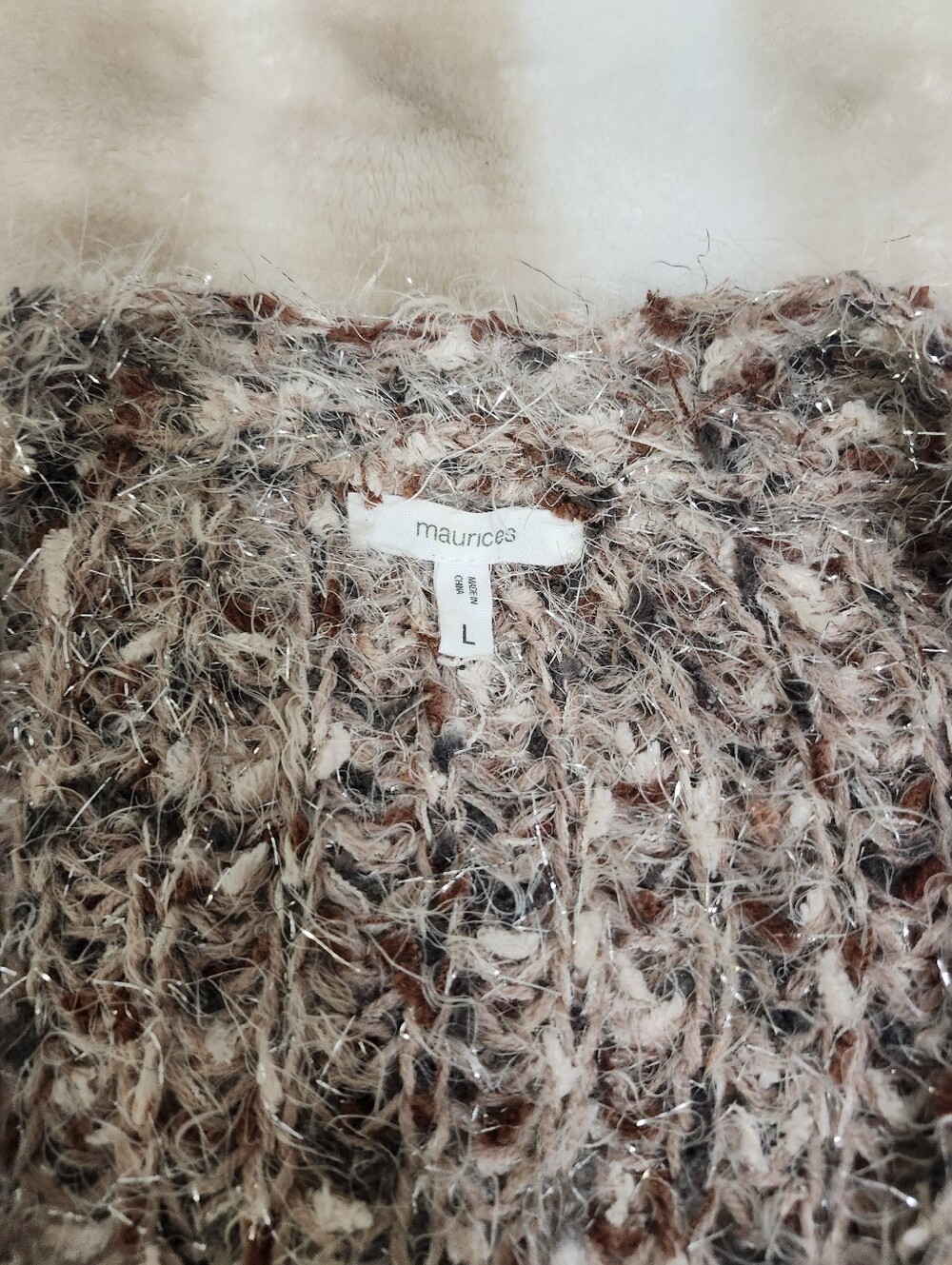 Maurices Fuzzy Soft Cardigan Sweater Neutral Pink Knit
